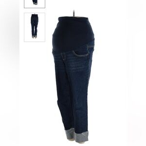 Indigo Blue Maternity Cropped Jeans with cuffs